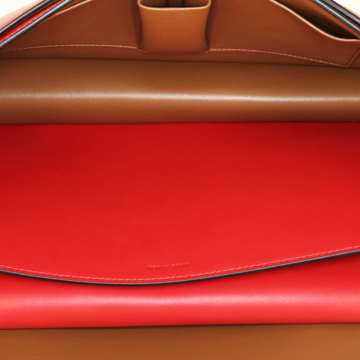 Borsa a tracolla Céline Classic Box in pelle beige e rossa - Detail D3