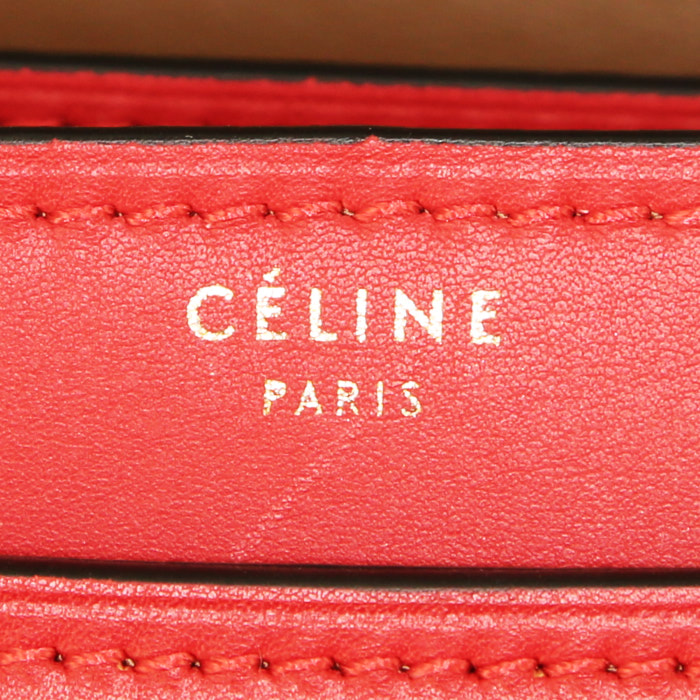 Céline Classic Box shoulder bag in beige and red leather - Detail D4