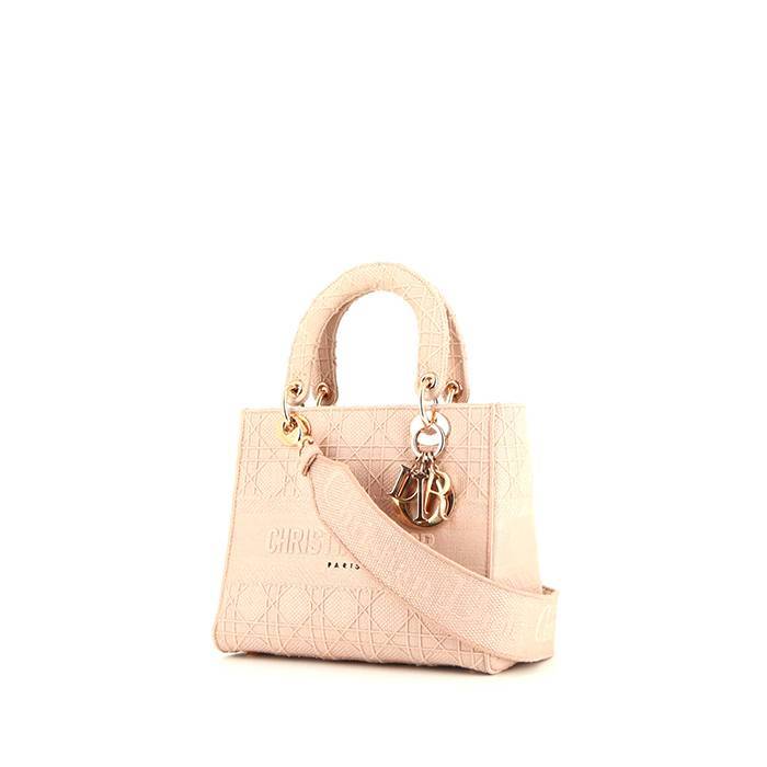 Dior Lady Dior handbag in varnished pink canvas - 00pp