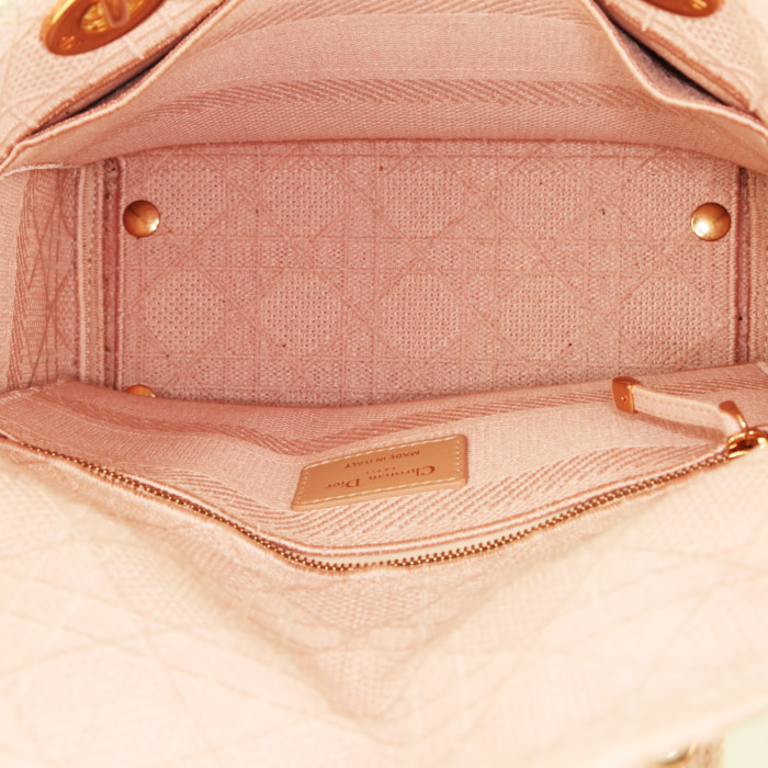 Dior Lady Dior D-Light handbag in varnished pink canvas - Detail D3