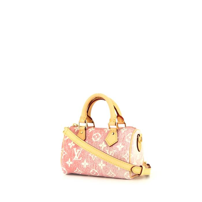 Louis Vuitton Nano Speedy shoulder bag in pink monogram denim canvas and natural leather - 00pp