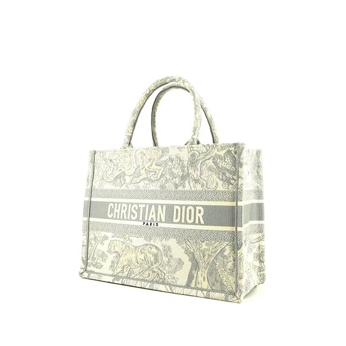 Dior Book Tote medium model shopping bag in grey and white canvas - 00pp