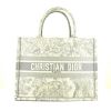 Shopping bag Dior Book Tote modello medio in tela grigia e bianca con motivo - 360 thumbnail