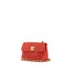 Sac bandoulière Chanel Mini Timeless en cuir matelassé rouge - 00pp thumbnail