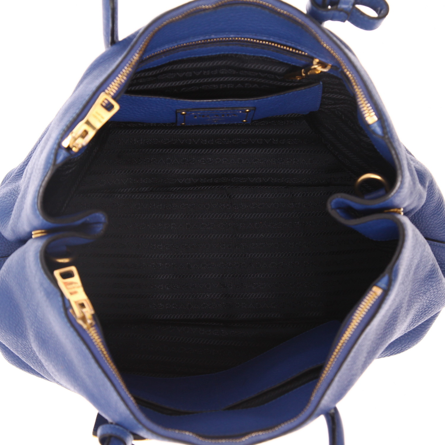 Prada  Double handbag  in blue leather - Detail D3