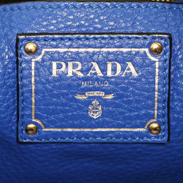 Prada  Double handbag  in blue leather - Detail D4