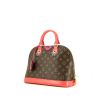 Louis Vuitton Alma handbag in brown monogram canvas and red leather - 00pp thumbnail