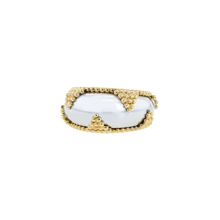 Dome-shaped Alexandre Reza ring in yellow gold and white gold - 00pp