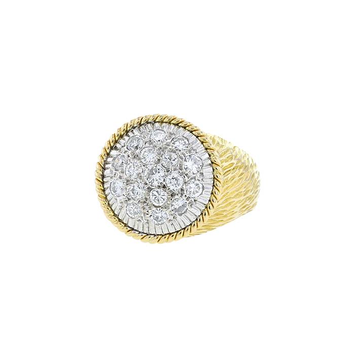 Vintage ring in yellow gold,  white gold and diamonds - 00pp