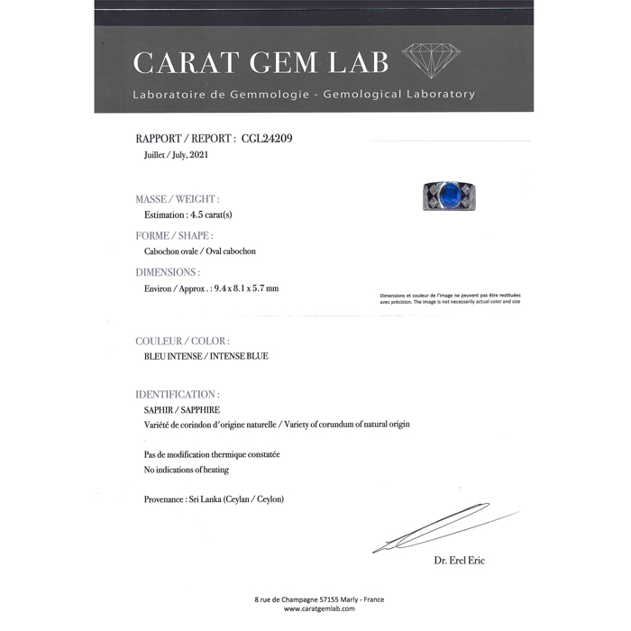 Chanel Jacquard ring in white gold,  diamonds and no heat Ceylan sapphire (5,40 carats) - Detail D2