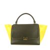 Celine Trapeze handbag in yellow and khaki bicolor leather - 360 thumbnail