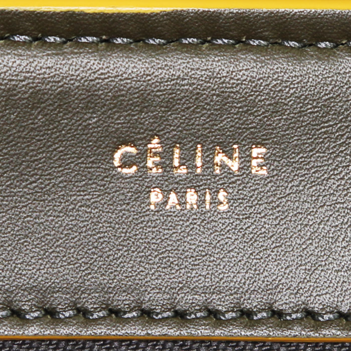 Borsa Celine  Trapeze modello medio  in pelle bicolore gialla e verde kaki - Detail D4