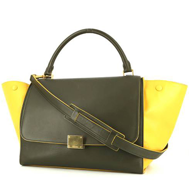 Celine - Authenticated Trio Handbag - Leather Yellow Plain for Women, Very Good Condition