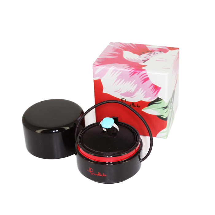 Bague Pomellato Capri en or blanc,  turquoise et diamants - Detail D2