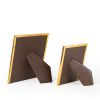 Hermès, rare pair of photo frames, gilded metal, shell-like lacquer and chocolate leather, from the 1980's - Detail D4 thumbnail