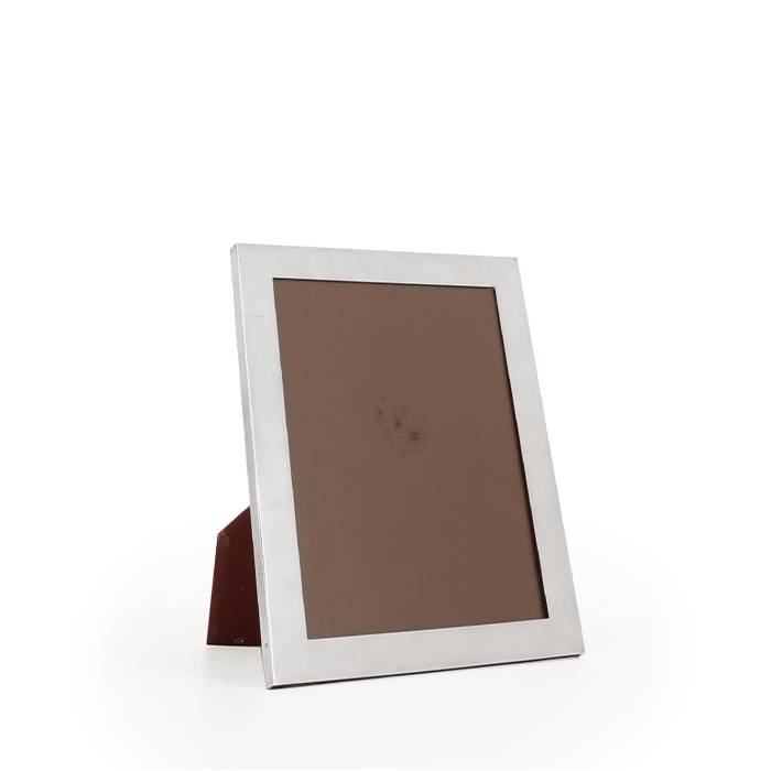Hermès, rare photo frame, in silvered metal and burgundy leather, from the 1980's - 00pp