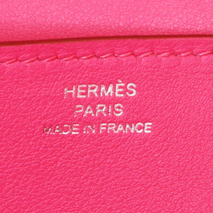 Borsa a tracolla Hermes Constance mini in twill di seta con motivo e pelle Swift - Detail D4