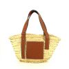 Sac cabas Loewe Basket bag petit modèle en raffia beige et cuir gold - 360 thumbnail
