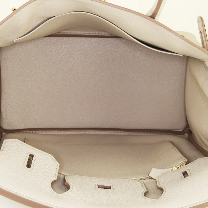 Hermes Birkin 30 cm handbag in grey Béton togo leather - Detail D2