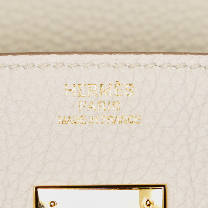 Bolso de mano Hermes Birkin 30 cm en cuero togo gris Béton - Detail D3