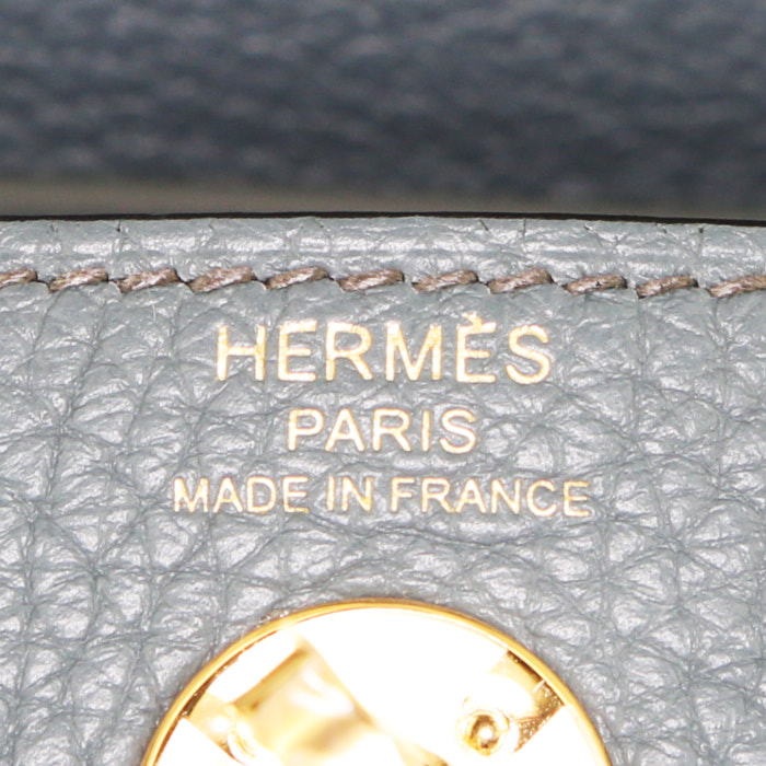 Sac à main Hermes Lindy mini en cuir togo Bleu Orage - Detail D3