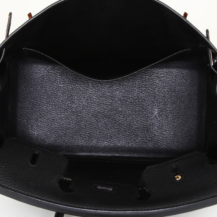 Sac à main Hermes Birkin 25 cm en cuir togo noir - Detail D2