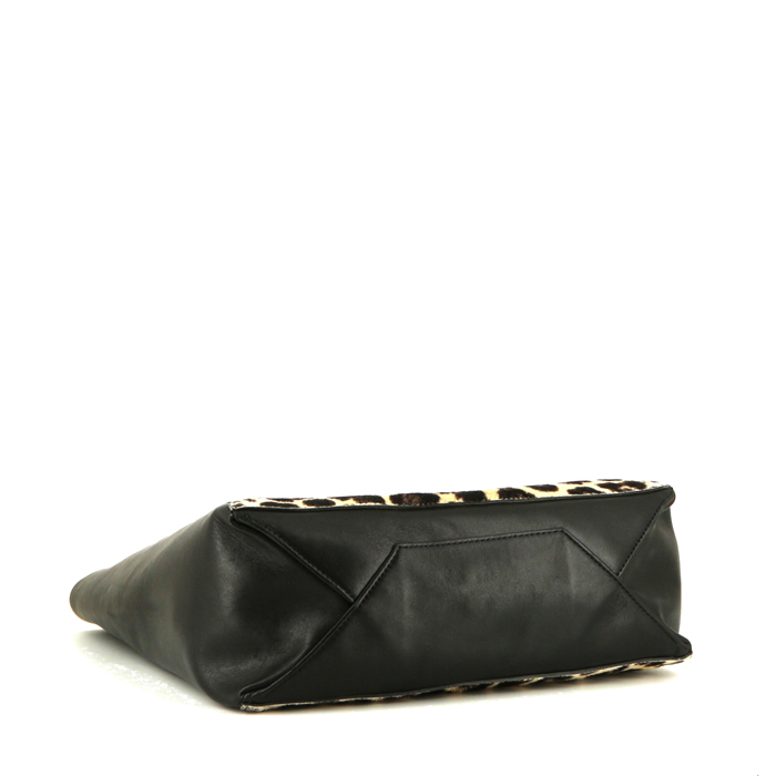 Borsa Celine Cabas in puledro leopardato e pelle nera - Detail D4
