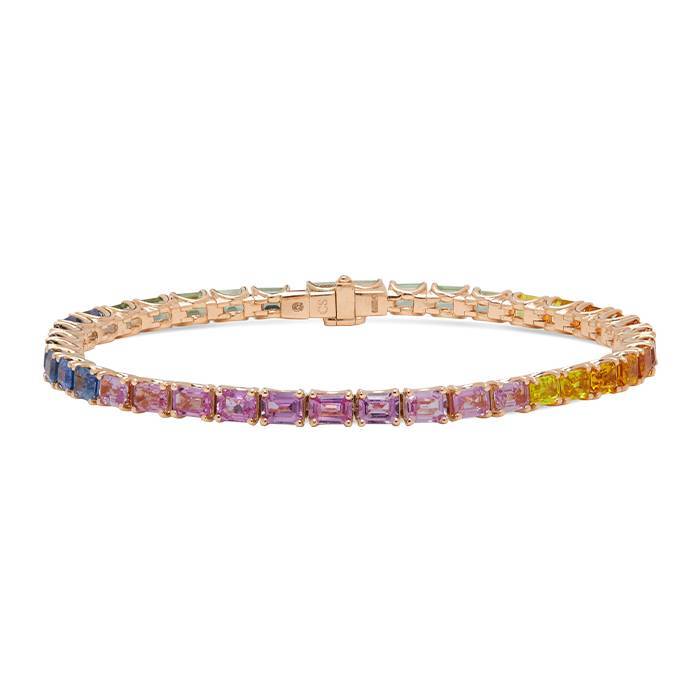 Bracelet "rainbow" in pink gold and colored sapphires - 00pp