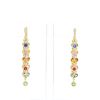 Pendants earrings "rainbow" in yellow gold,  diamonds and colored sapphires - 360 thumbnail