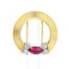 Mellerio 1950's brooch in yellow gold, diamonds and ruby treated (glassfield) - 360 thumbnail