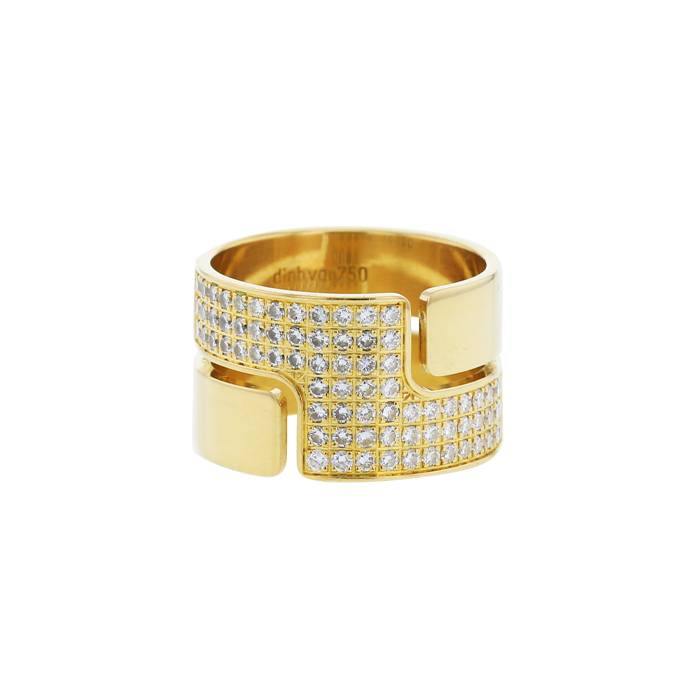 Dinh Van Seventies large model ring in yellow gold and diamonds - 00pp