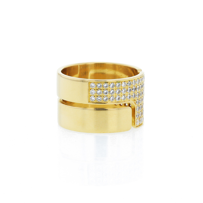 Anello Dinh Van Seventies modello grande in oro giallo e diamanti - Detail D2