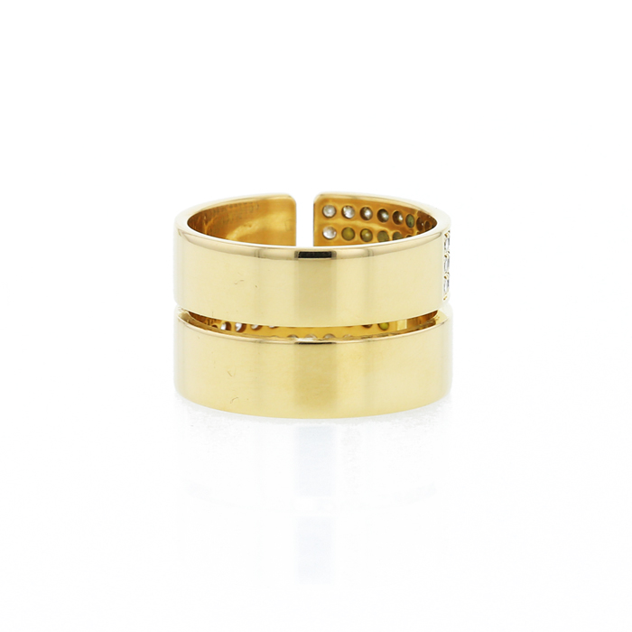 Anello Dinh Van Seventies modello grande in oro giallo e diamanti - Detail D3