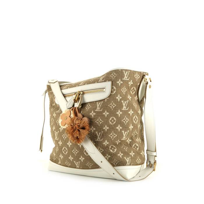 Louis Vuitton shopping bag in beige monogram canvas and white leather - 00pp