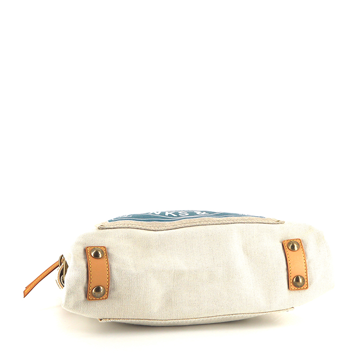 Bolso Cabás Louis Vuitton Globe shopper en lona beige y azul - Detail D4