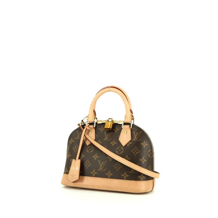 Louis Vuitton Alma BB handbag in brown monogram canvas and natural leather - 00pp