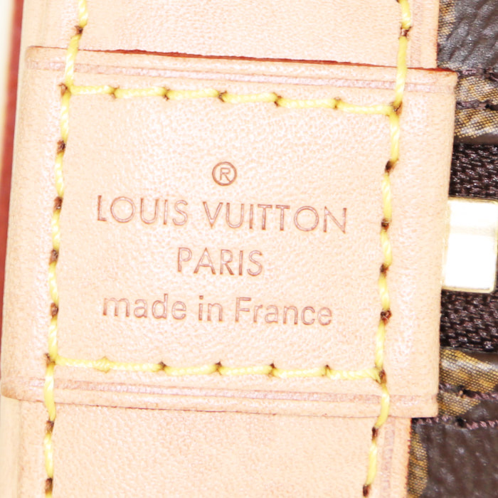 Borsa Louis Vuitton Alma BB in tela monogram marrone e pelle naturale - Detail D4