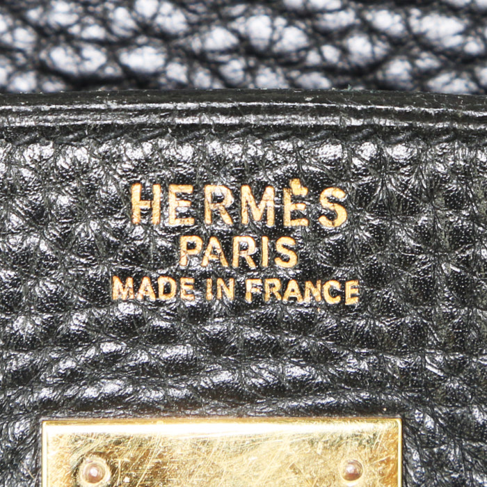Hermes Birkin 40 cm handbag in black Ardenne leather - Detail D3