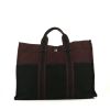 Sac cabas Hermes Toto Bag - Shop Bag en toile bordeaux et noire - 360 thumbnail