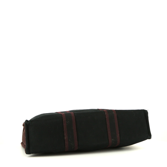 Hermes Toto Bag - Shop Bag shopping bag in burgundy and black canvas - Detail D4