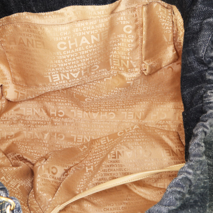 Shopping bag Chanel Grand Shopping in denim blu scuro - Detail D2