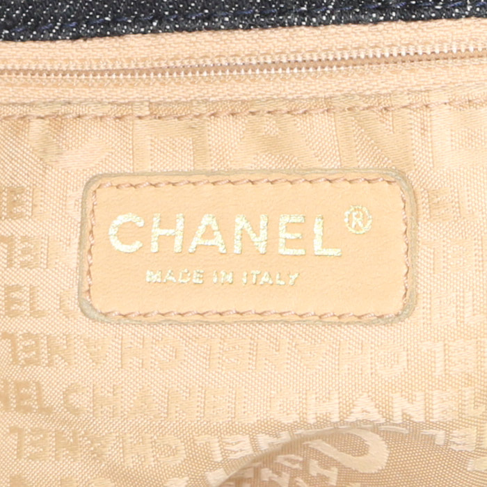 Shopping bag Chanel Grand Shopping in denim blu scuro - Detail D3