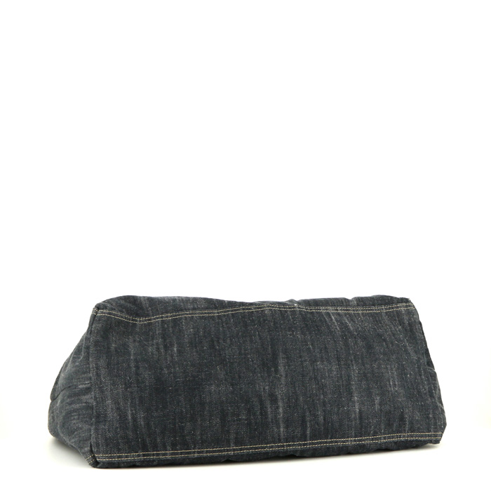 Shopping bag Chanel Grand Shopping in denim blu scuro - Detail D4