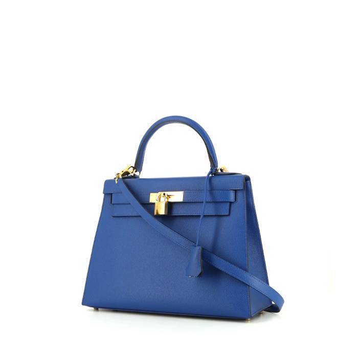 Bolso de mano Hermès Kelly 28 cm en cuero epsom Bleu France - 00pp