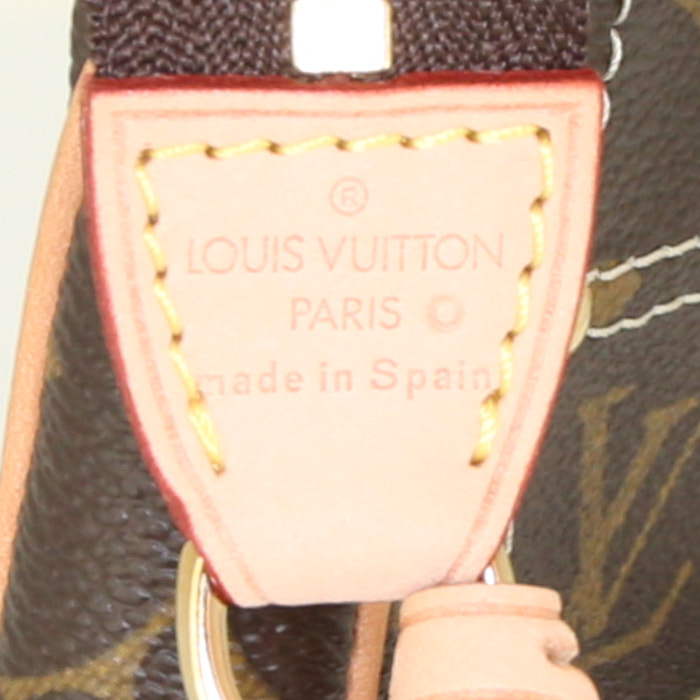 Louis Vuitton Pochette accessoires pouch in brown monogram canvas and natural leather - Detail D3