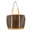 Shopping bag Louis Vuitton Babylone in tela monogram marrone e pelle naturale - 360 thumbnail