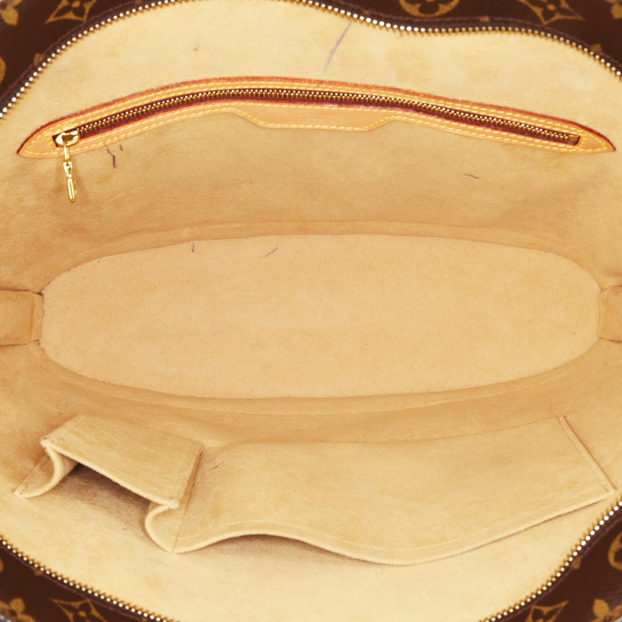 Bolso Cabás Louis Vuitton Babylone en lona Monogram marrón y cuero natural - Detail D2