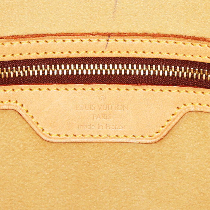 Louis Vuitton Babylone shopping bag in brown monogram canvas and natural leather - Detail D3