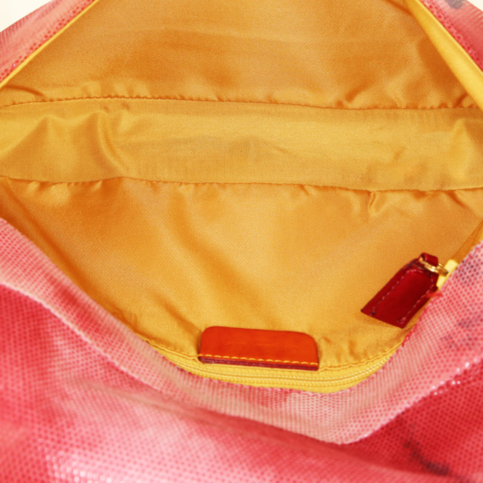 Dior Malice handbag in red, orange and pink canvas - Detail D2