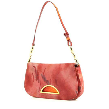 Borsa Dior Malice in tela rossa arancione e rosa con motivo
